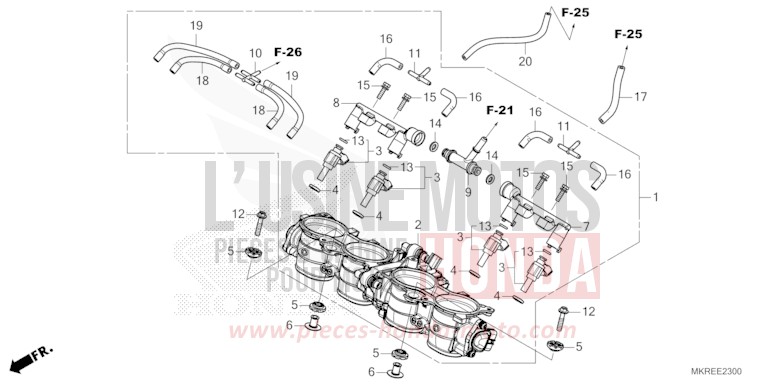 CORPS DE PAPILLON de CBR1000RR SP SP1 SP2 MAT PEARL MORION BLACK (NHC33) 2024